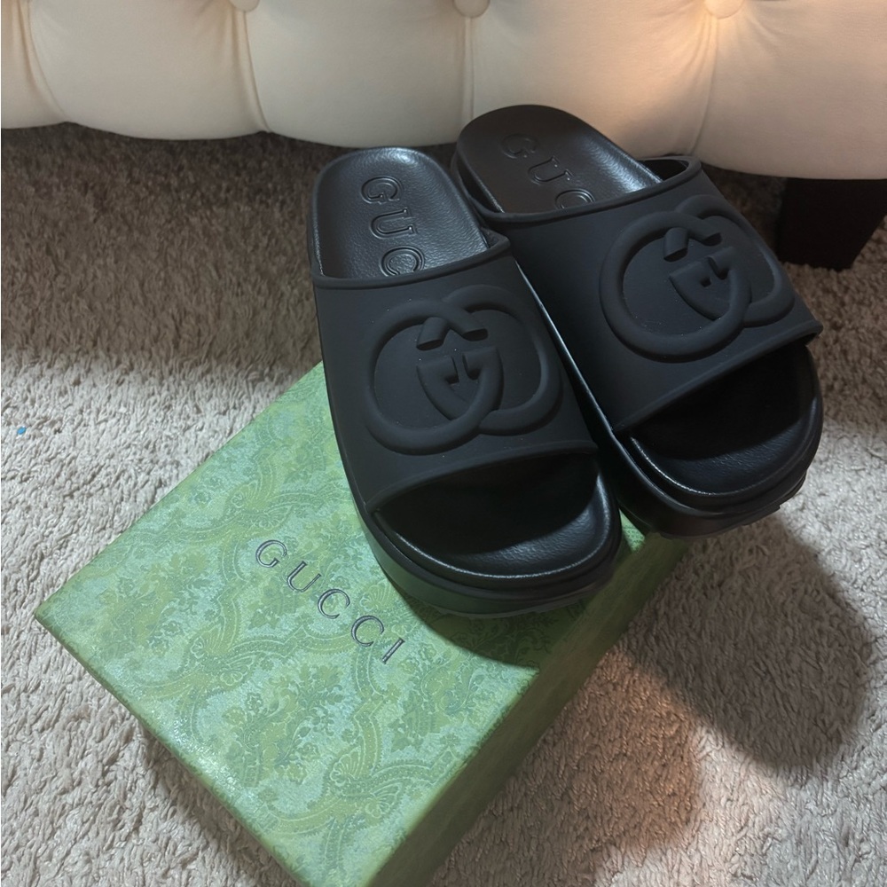 Gucci Black Slide Sandals